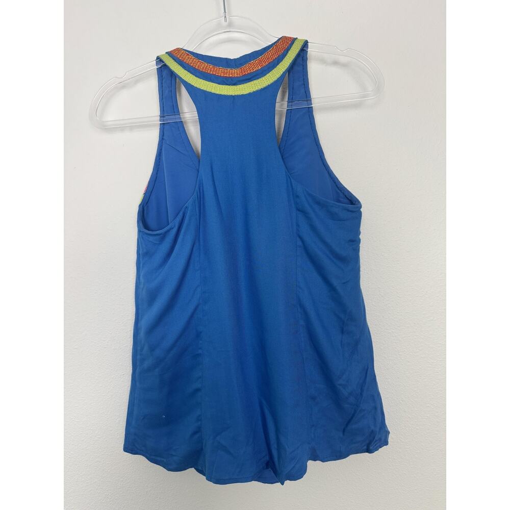 Mara Hoffman Tank Top Womens Small Blue Racerback Embroidered Boho Festival - Picture 5 of 8